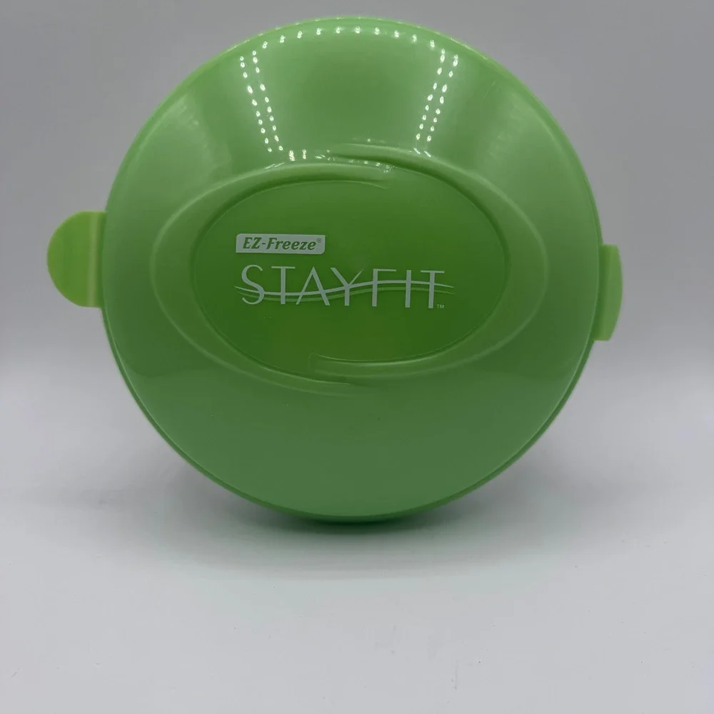EZ-Freeze StayFit Salad To Go Container Lime Green Divided Tray Dressing Cup
